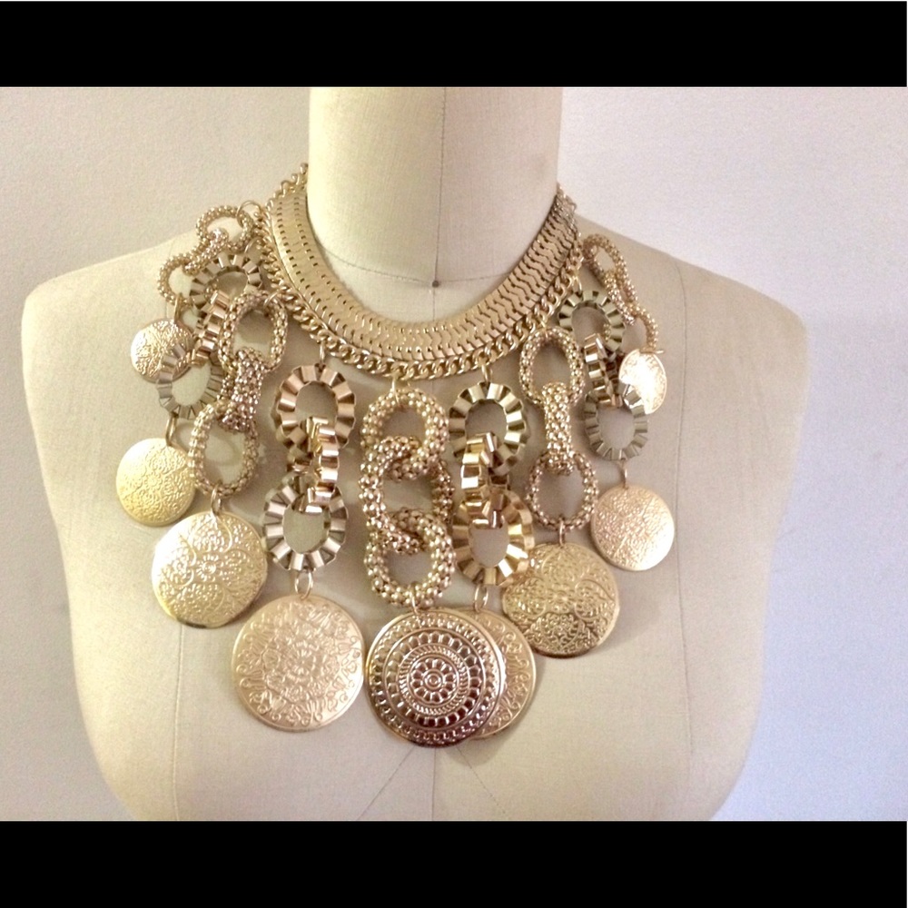 Large Gold Statement Necklace - image 1